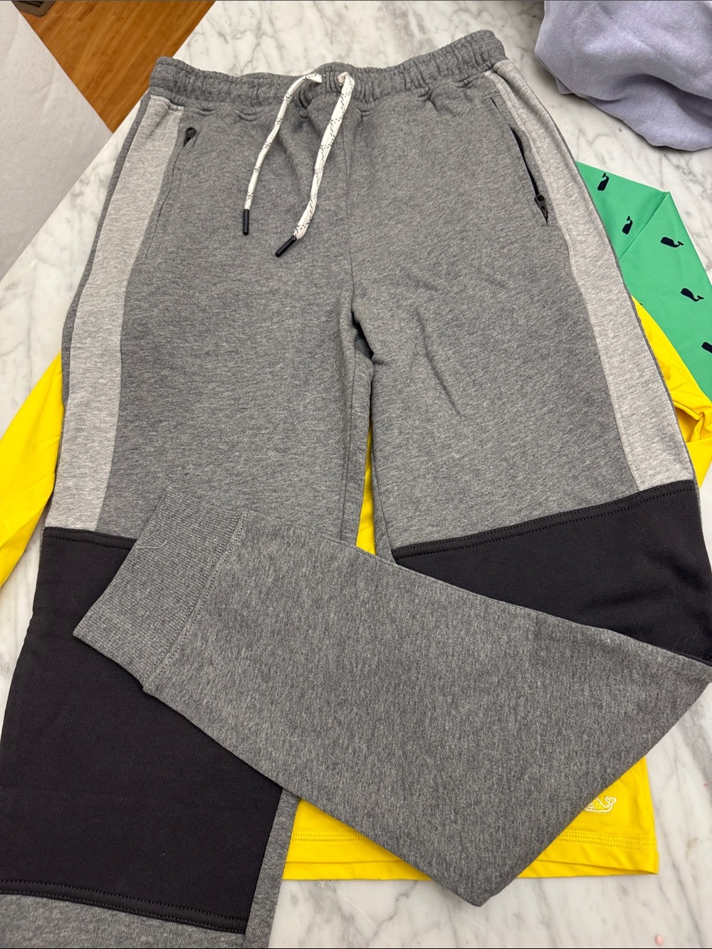 Hanna Andersson Gray Colorblock Joggers with Black Knee Panels